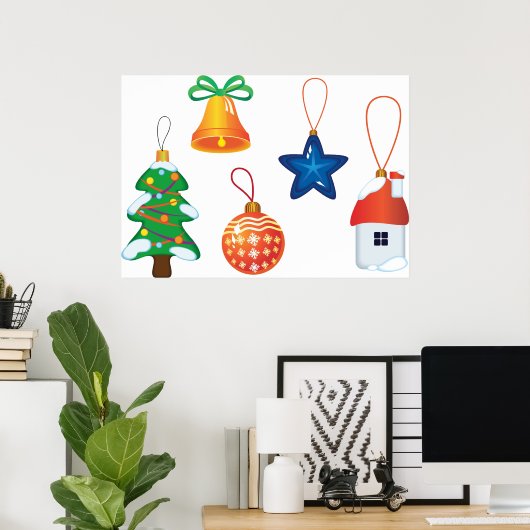 Decoratieve kerstversieringen poster (Thuiskantoor)