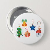 Decoratieve kerstversieringen ronde button 7,6 cm (Voorkant /achterkant)
