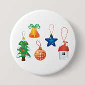 Decoratieve kerstversieringen ronde button 7,6 cm (Voorkant)