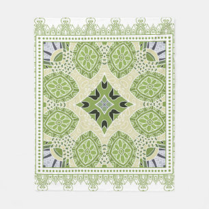Decoratieve kleurrijke versiering op witte achterg fleece deken