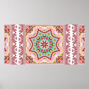 Decoratieve kleurrijke versiering op witte achterg poster