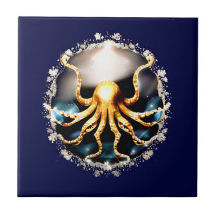 Decoratieve kraken zee creature glam octopus stran tegeltje