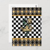  decoratieve kroon en Roos Briefkaart (Voorkant / Achterkant)