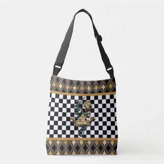  decoratieve kroon en Roos Crossbody Tas (Voorkant)