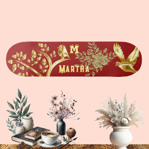 Decoratieve kunst Gouden Vogel Boom van het Leven  Skateboard