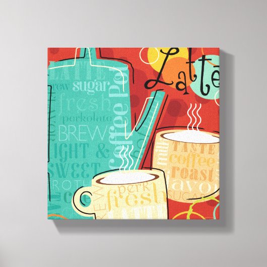 Decoratieve latte potten en bekers canvas afdruk (Voorkant)