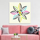 Decoratieve Leaves-Flower modern, abstracte crème Canvas Afdruk (Insitu (Woonkamer))