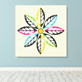 Decoratieve Leaves-Flower modern, abstracte crème Canvas Afdruk (Insitu (Houten vloer))