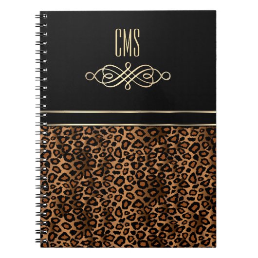Decoratieve leopard Animal Print | Monogram Notitieboek (Voorkant)