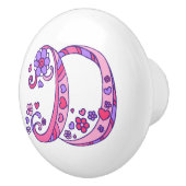 Decoratieve letter D monogramme handvatknop Keramische Knop (Rechts)