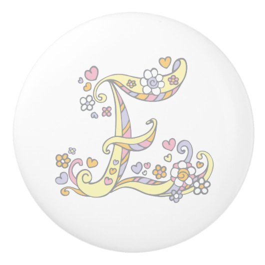 Decoratieve letter E monogram handvat pull knop (Voorkant)