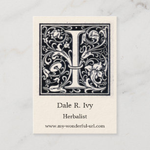 Decoratieve letter "I" Woodcut Woodblock Initiaal Visitekaartje