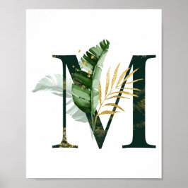 Decoratieve letter M met tropische bladeren Poster