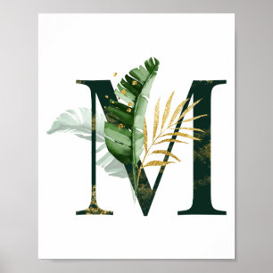 Decoratieve letter M met tropische bladeren Poster