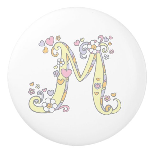 Decoratieve letter M monogram handvat knop (Voorkant)