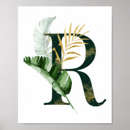 Decoratieve letter R met tropische bladeren Poster