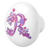 Decoratieve letter R monogram roze handvat knop (Rechts)