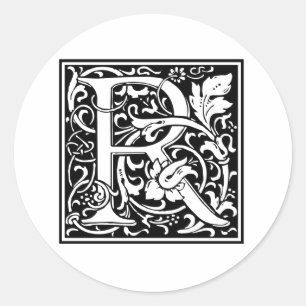 Decoratieve letter R Ronde Sticker