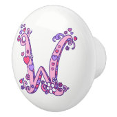 Decoratieve letter W monogram roze handgreep knop (Rechts)