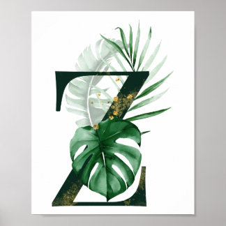 Decoratieve letter Z met tropische bladeren Poster
