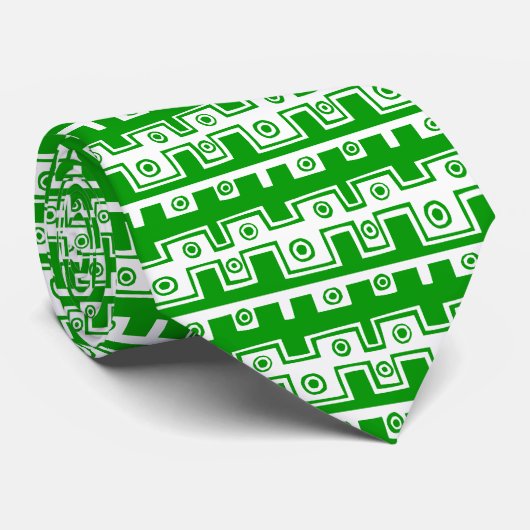 Decoratieve lijnen Groen en Wit Stropdas (Opgerold)