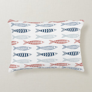 Decoratieve mediterrane sardines vispatroon accent kussen