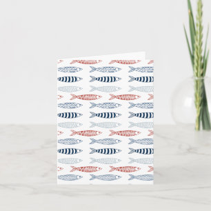 Decoratieve mediterrane sardines vispatroon kaart