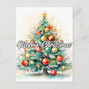Decoratieve Merry Christmas Holiday Tree Briefkaart