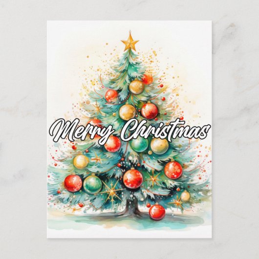 Decoratieve Merry Christmas Holiday Tree Briefkaart (Voorkant)