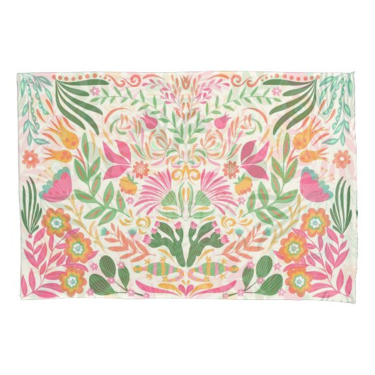 Decoratieve Mexicaanse Floral Kussensloop (Voorkant-Links)