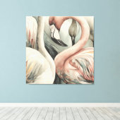 Decoratieve moderne stijlvolle flamingo canvas afdruk (Insitu (Houten vloer))
