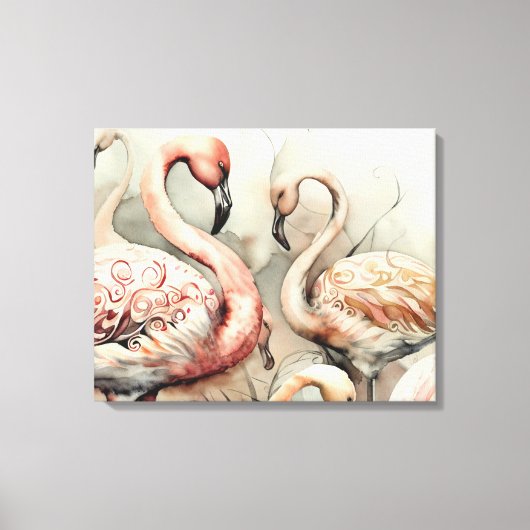 Decoratieve moderne stijlvolle flamingo's canvas afdruk (Voorkant)