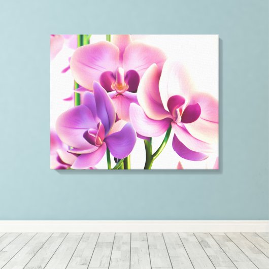 Decoratieve moderne stijlvolle orchideeën canvas afdruk (Insitu (Houten vloer))