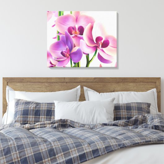Decoratieve moderne stijlvolle orchideeën canvas afdruk (Insitu (Slaapkamer))
