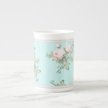 Decoratieve mok china shabby-rozen