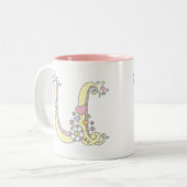 Decoratieve Monogram U harten en bloemen mok (Voorkant links)
