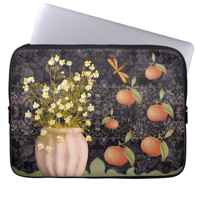 Decoratieve Moody Floral Laptop Sleeve (Voorkant)