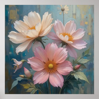 Decoratieve muurkunst - Bloemenolieverfschilderij Poster