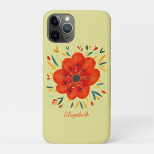 Decoratieve Oranje bloem Abstracte botanische naam iPhone 11 Pro Hoesje