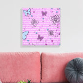 Decoratieve Paarse en blauwe vlinder Canvas Afdruk (Insitu (Woonkamer))