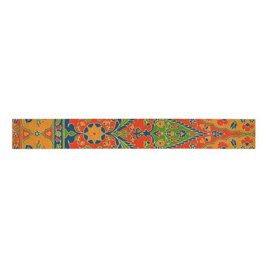 Decoratieve Perzische bloemenprint Grosgrain Lint (Voorkant)