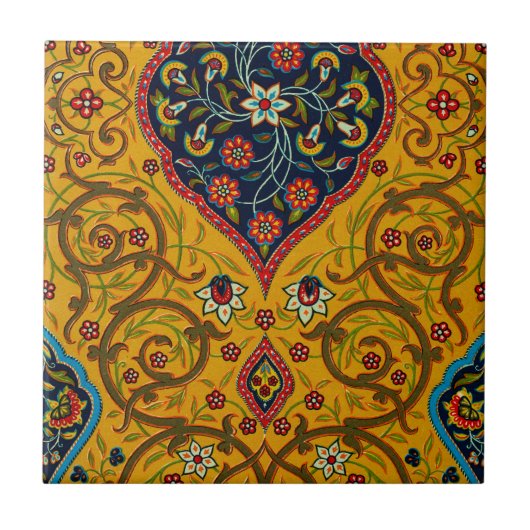 decoratieve Perzische bloemkunst Tegeltje (Voorkant)