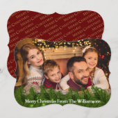 Decoratieve Pine Bough Fancy kerstfoto Feestdagenkaart (Voorkant / Achterkant)