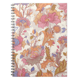 Decoratieve pioenen: kleurrijk bloemenpatroon. notitieboek