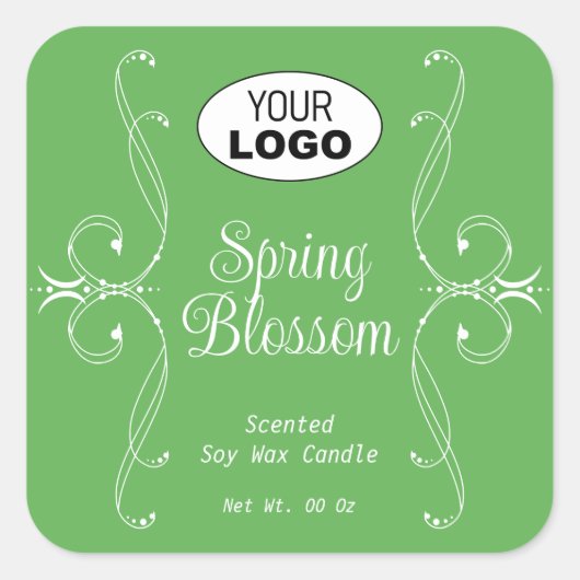 Decoratieve Plain Pastel Groen Bloeit  Vierkante Sticker (Voorkant)