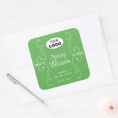 Decoratieve Plain Pastel Groen Bloeit  Vierkante Sticker (Envelop)