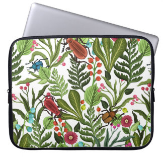 Decoratieve Planten en Insecten: Naadloos Ontwerp. Laptop Sleeve