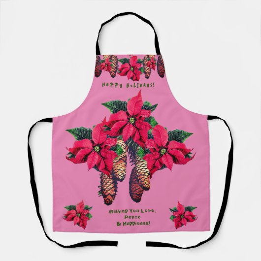 Decoratieve Poinsettia Pinecone Schort (Voorkant)