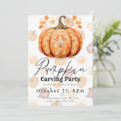  decoratieve pompoen carving party kaart (Staand voorkant)