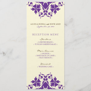 Decoratieve Postzegel Huwelijksreceptie Menu (paar Kaart